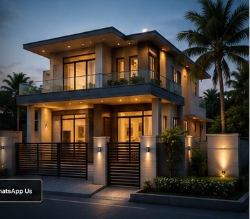 Modern house exterior designed for S.R. Construction & Builders